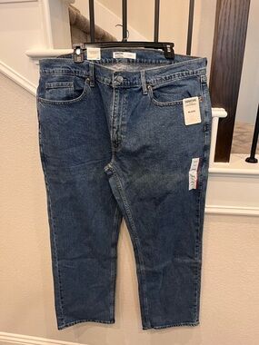 Signature by Levi Strauss Men's Straight Jeans - Dark Blue Relaxed Denim 40x30